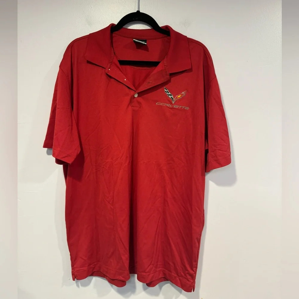 Red embroidered‎ corvette Nike golf shirt